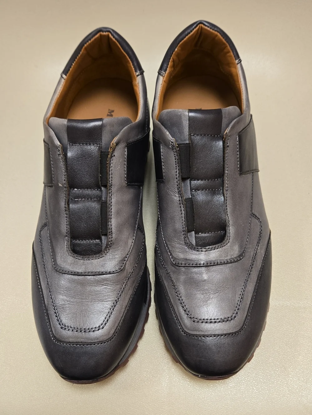 Mezlan Leather Two-Tone Slip On Lug Sole Sneakers Size 9.5 Made In Spain